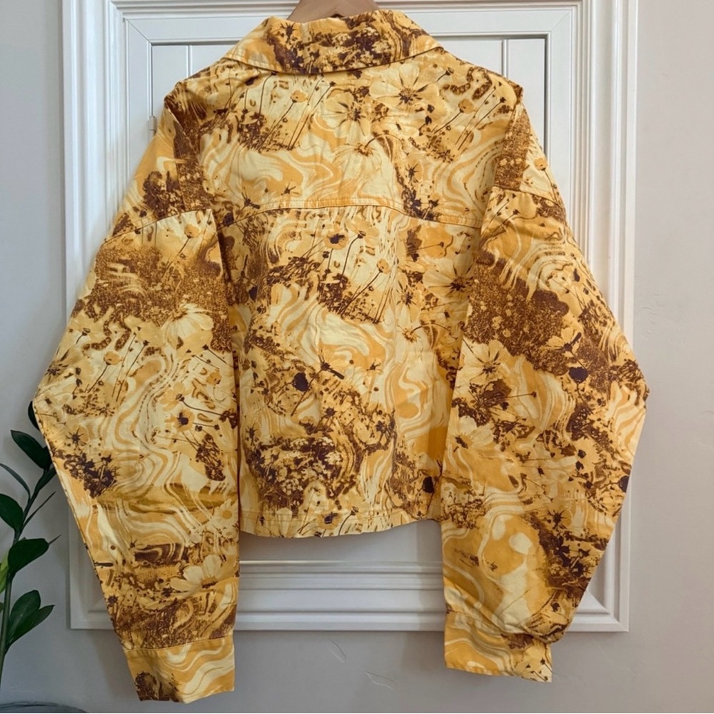 Wild Fable Cropped Canvas Surplus Shacket - Yellow Floral - Picture 6 of 7